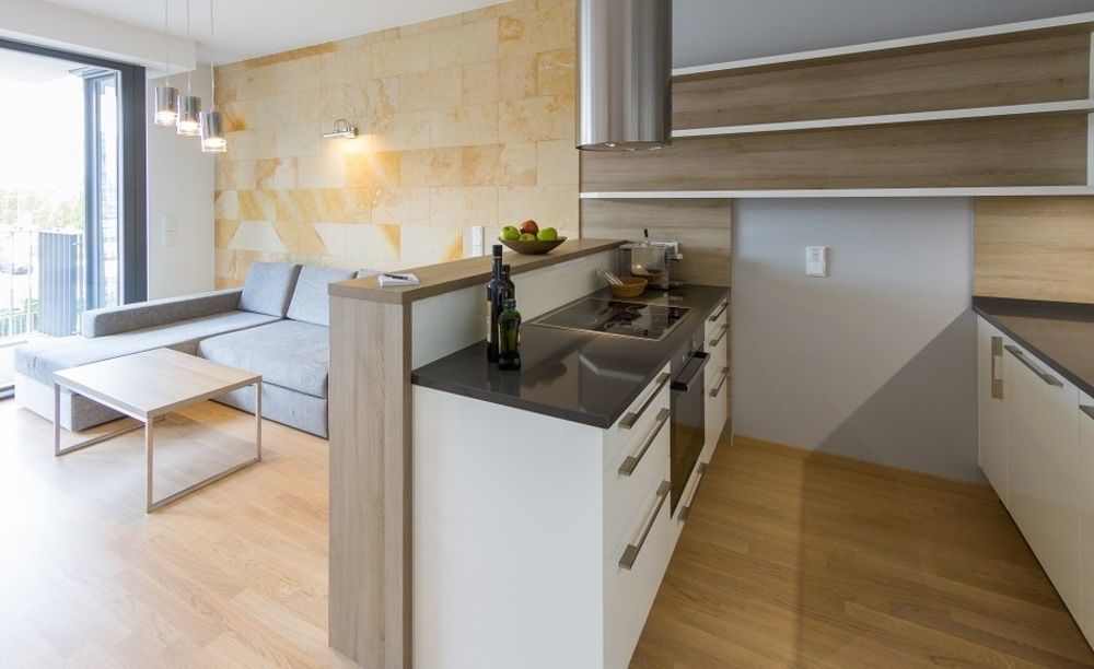 Residenz Am Zwinger Aparthotel Dresden Bagian luar foto A modern open-plan kitchen